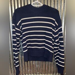GAP Striped Navy and White Crewneck Sweater - Women's